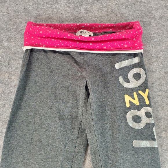 Vintage Aeropostale Sweatpants Womens Small Grey Foldover Y2K Spellout Flare 00s - Picture 3 of 9